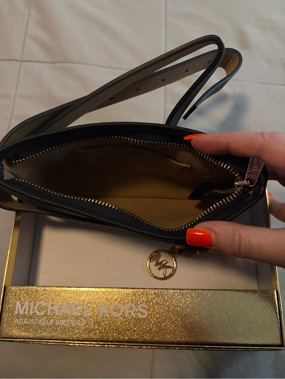 Michael Kors Black Saffiano Leather Belt Bag with Gold Logo - Picture 3 of 3